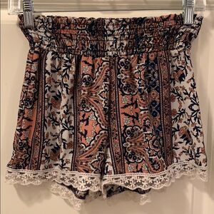 Millie- Silk & Lace Elastic Band Shorts - Small